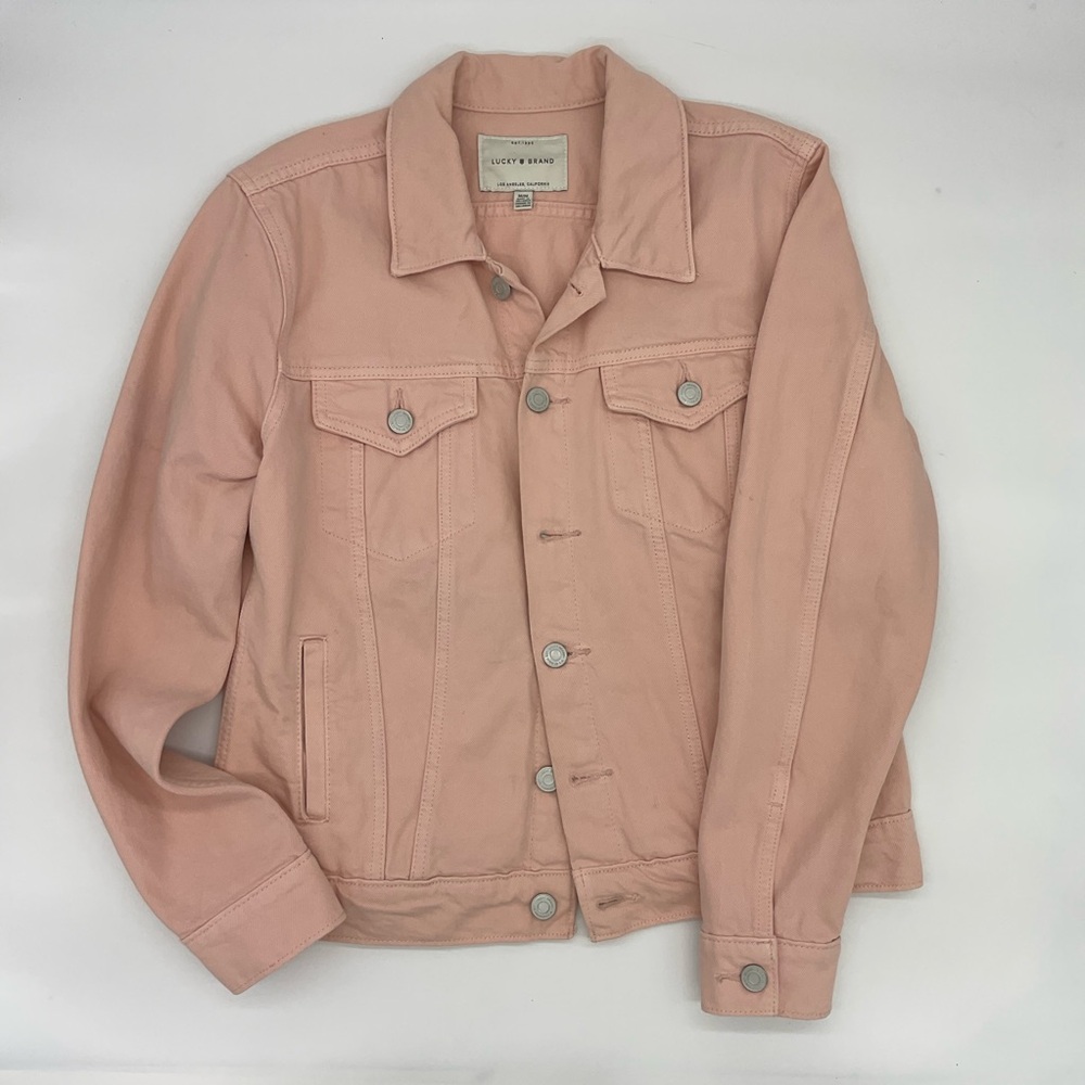 Lucky Brand Blush Pink Tomboy Trucker Denim Jacket